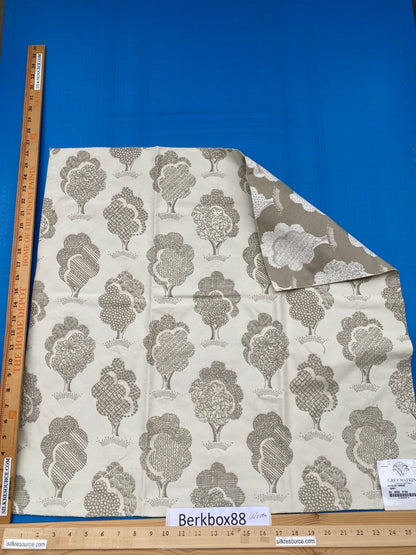 19 Berkbox88 Square Woven by Grey Watkins Ashbury Grove Grey Cream Topiary Brocade Cotton MSRP USD 152/Y