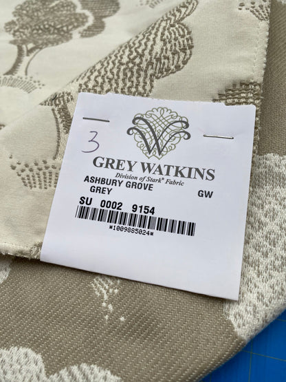 20 Berkbox88 Square Woven by Grey Watkins Ashbury Grove Grey Cream Topiary Brocade Cotton MSRP USD 152/Y