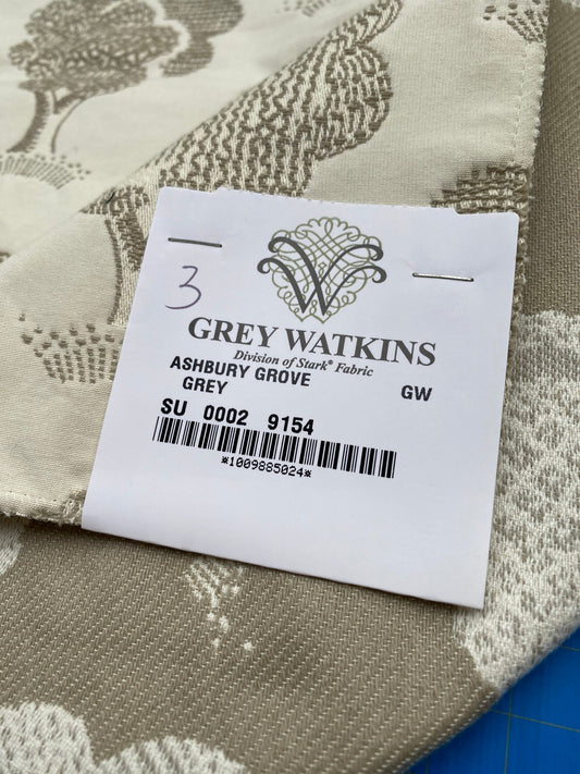 20 Berkbox88 Square Woven by Grey Watkins Ashbury Grove Grey Cream Topiary Brocade Cotton MSRP USD 152/Y
