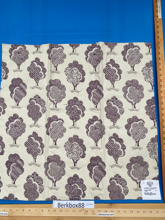 21 Berkbox88 Square Woven by Grey Watkins Ashbury Grove Plum Purple Cream Topiary Brocade Cotton MSRP USD 152/Y