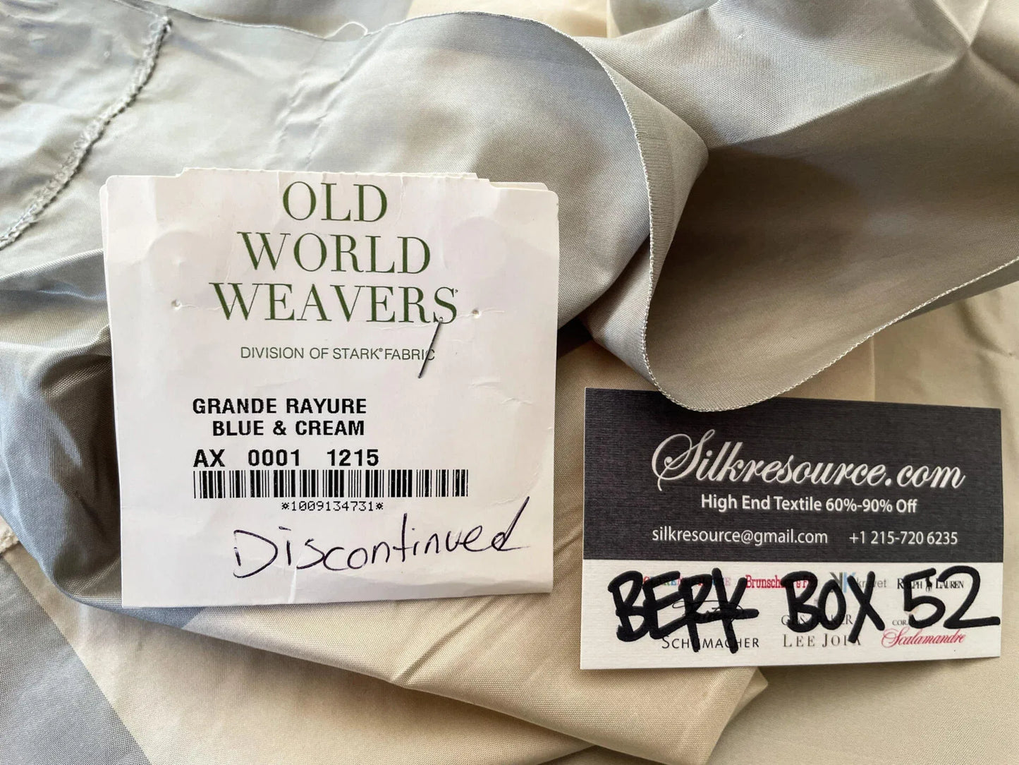 7 Berkbox52 2.4 yard Scalamandre Grande Rayure Gray &amp; Cream Stripe