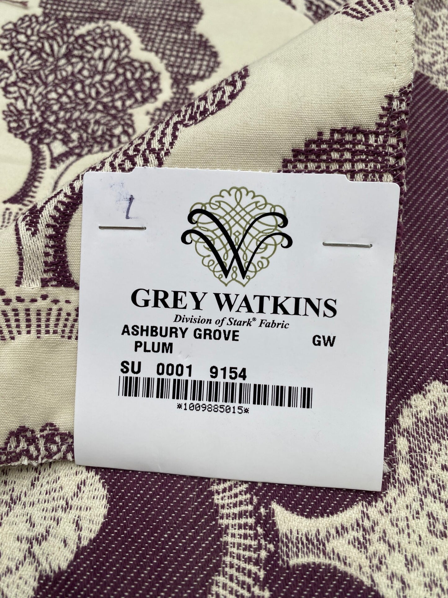 21 Berkbox88 Square Woven by Grey Watkins Ashbury Grove Plum Purple Cream Topiary Brocade Cotton MSRP USD 152/Y