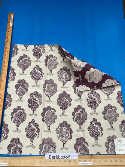 23 Berkbox88 Square Woven by Grey Watkins Ashbury Grove Plum Purple Cream Topiary Brocade Cotton MSRP USD 152/Y