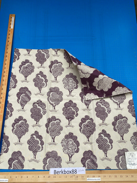 23 Berkbox88 Square Woven by Grey Watkins Ashbury Grove Plum Purple Cream Topiary Brocade Cotton MSRP USD 152/Y