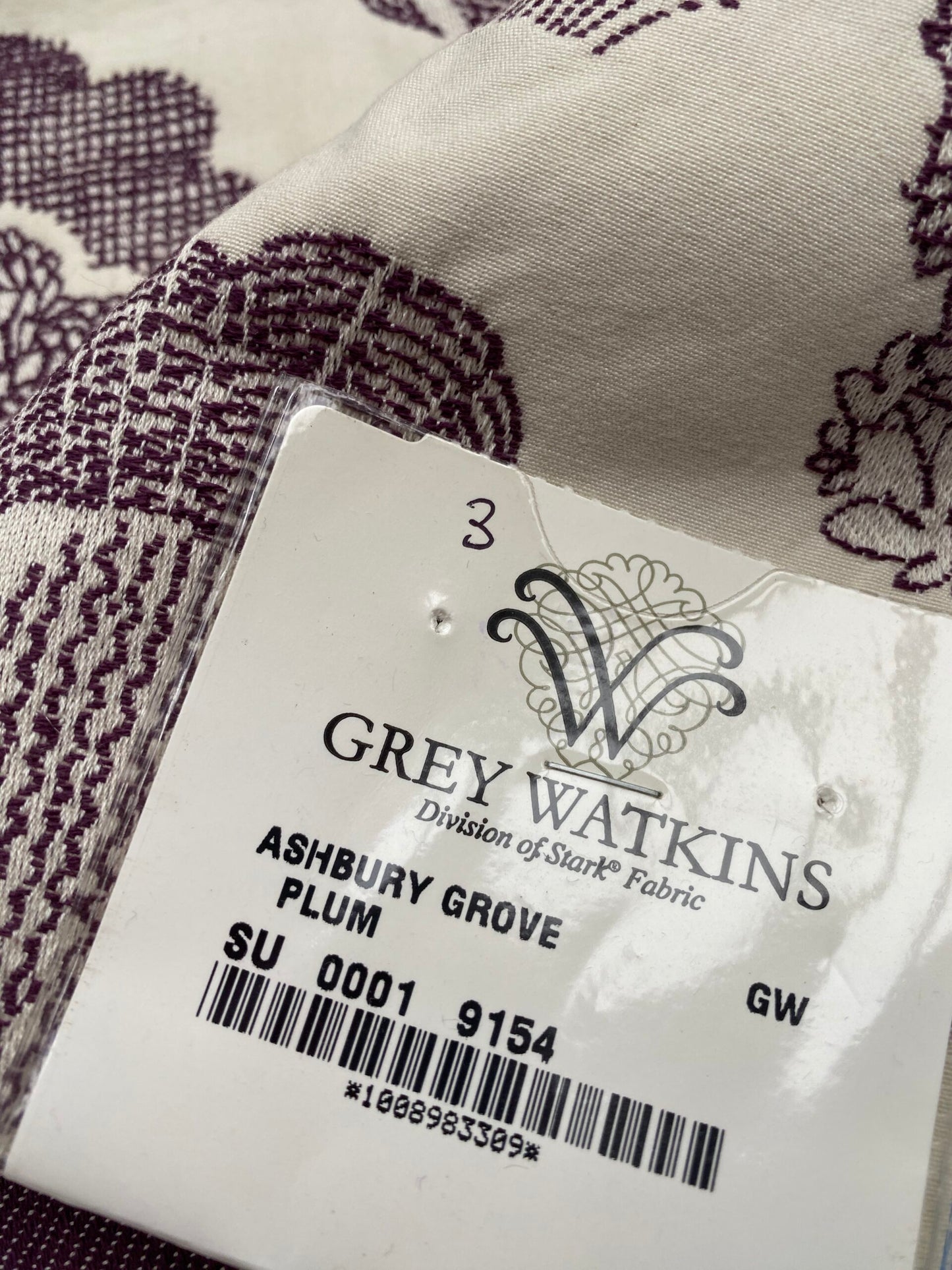 23 Berkbox88 Square Woven by Grey Watkins Ashbury Grove Plum Purple Cream Topiary Brocade Cotton MSRP USD 152/Y