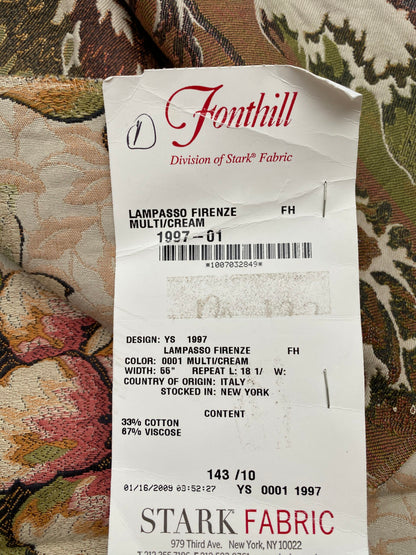 24 Berkbox88 Square Woven by Fonthill Lampasso Firenze Multi/Cream Floral White MSRP USD304/y