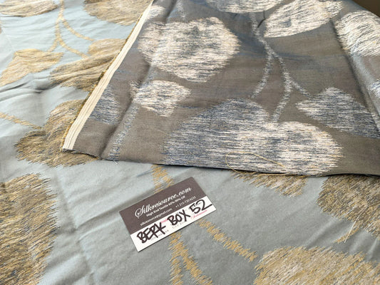 11 Berkbox52 1.1 yard Scalamandre Isabella Gray Gold Foliage Silk Lampas MSRP USD 428/Y