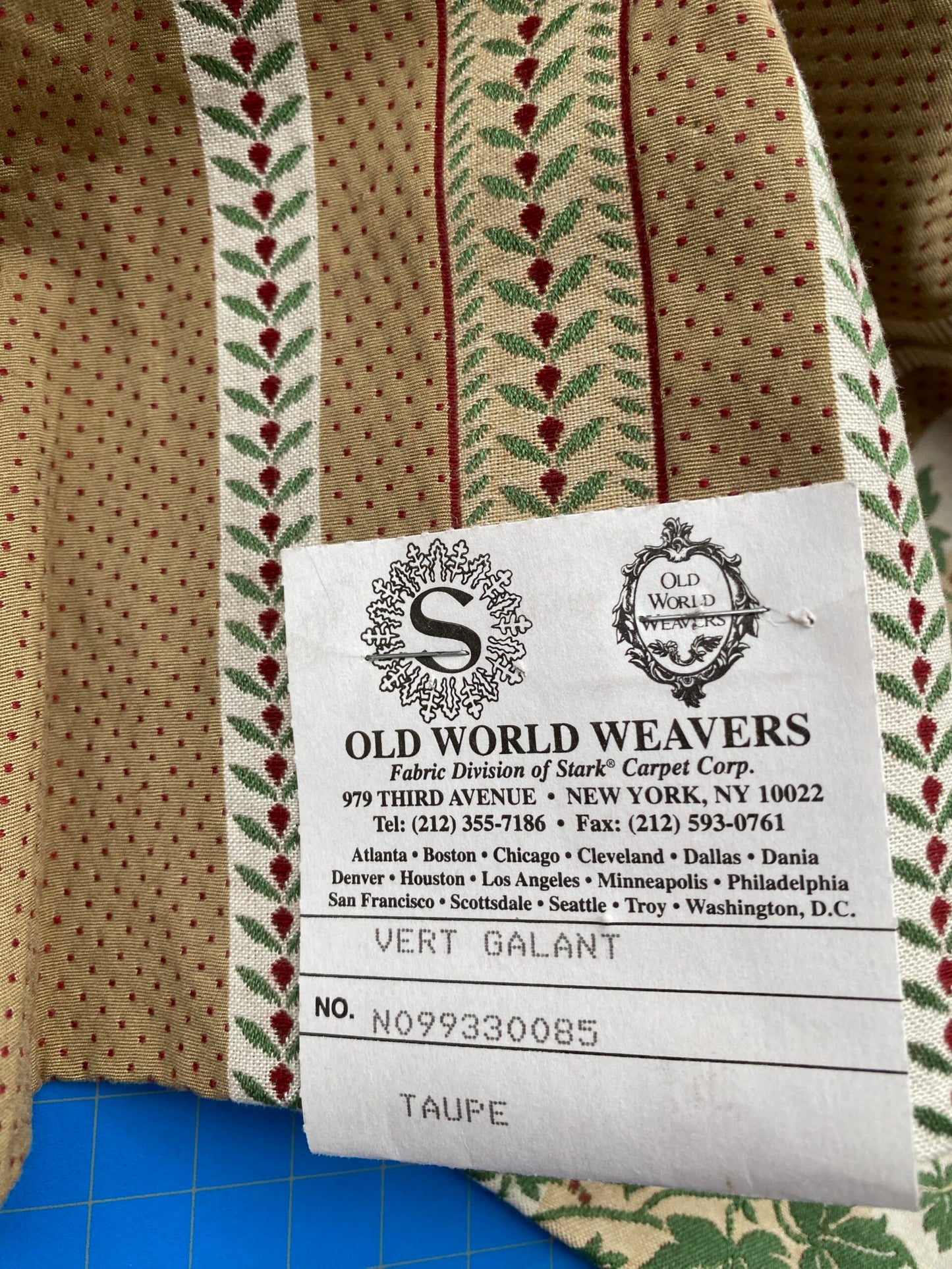 26 Berkbox88 Square Woven by Old World Weavers Vert Galant Taupe Brown White Stripe Floral MSRP USD 300+/y