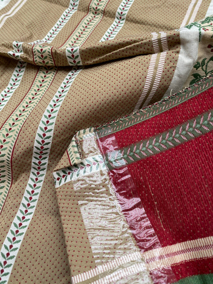 26 Berkbox88 Square Woven by Old World Weavers Vert Galant Taupe Brown White Stripe Floral MSRP USD 300+/y