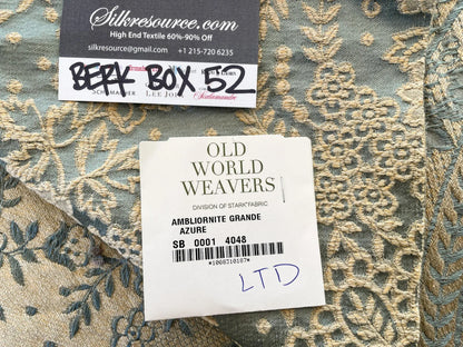 14 Berkbox52 1.5 yard x 27" wide Scalamandre Ambliornite Grande Azure Woven Gray Beige Floral MSRP USD 300+/y