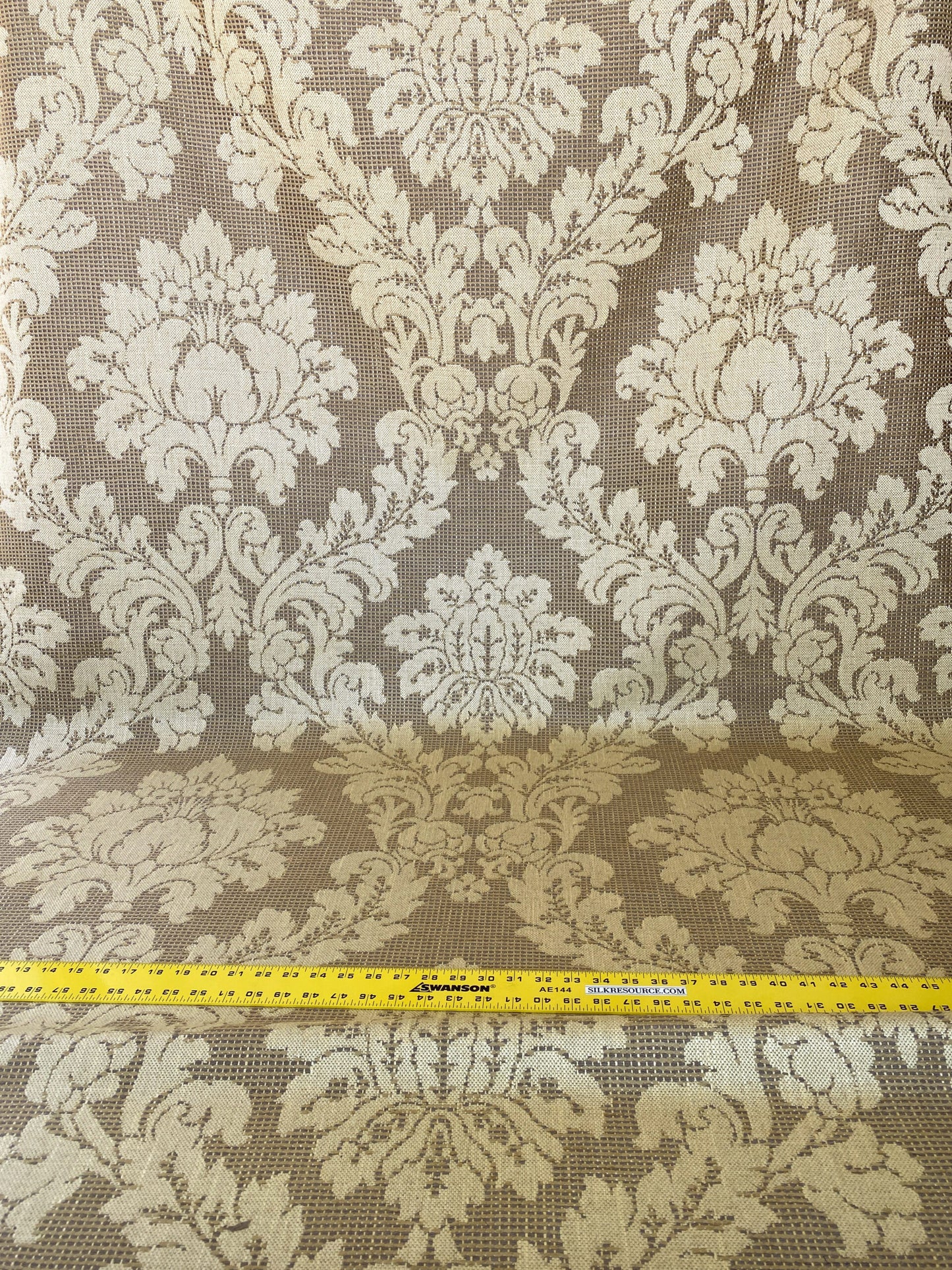 Scalamandre " Lucretia Damask Driftwood Renaissance Classic Damask Thick! MSRP USD 300/Y Tan Beige"