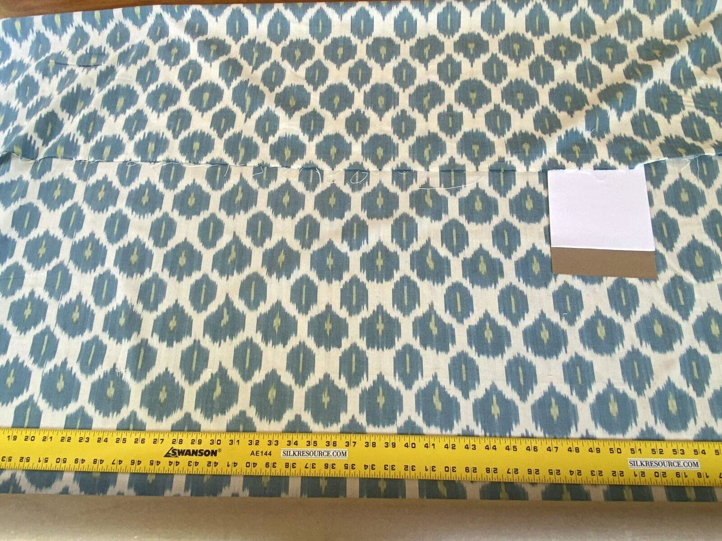 Scalamandre " Amara Ikat Weave Peacock  MSRP USD 150/Y Cotton Hand Woven! Blue Green White"