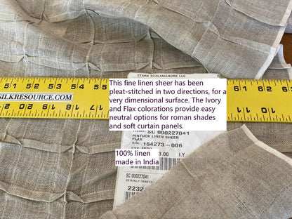 Scalamandre " Pintuck Linen Sheer Flax Linen MSRP USD 106/Y