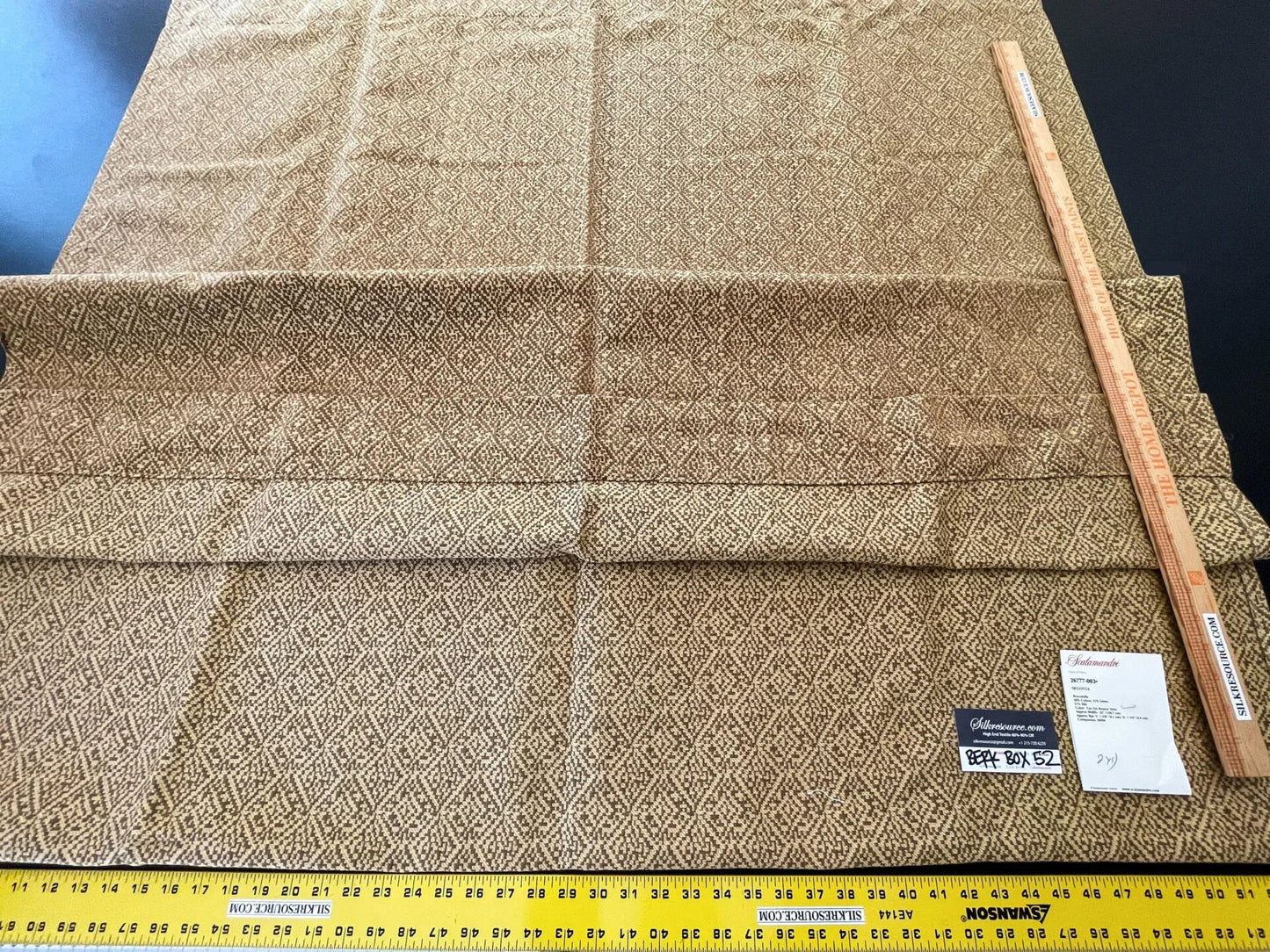 23 Berkbox52 2.4 yard Scalamandre Segovia Brocatelle Tan on Bronze Strie MSRP USD 300+