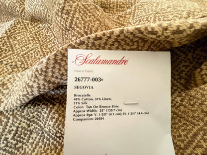 23 Berkbox52 2.4 yard Scalamandre Segovia Brocatelle Tan on Bronze Strie MSRP USD 300+