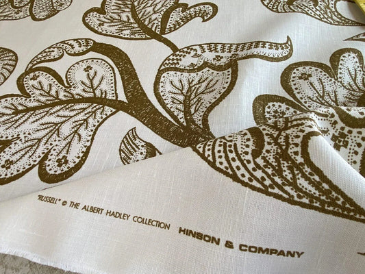 Scalamandre " Russell - Linen Butterscotch MSRP USD 188/Y Albert Hadley Linen Print Jacobean Tan