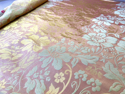 Old World Weavers BROCHE DAMASK YELLOW/RED Pink Peach Gold Italian Renaissance Brocade Silk Linen Cotton MSRP $500+/y