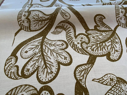 Scalamandre " Russell - Linen Butterscotch MSRP USD 188/Y Albert Hadley Linen Print Jacobean Tan