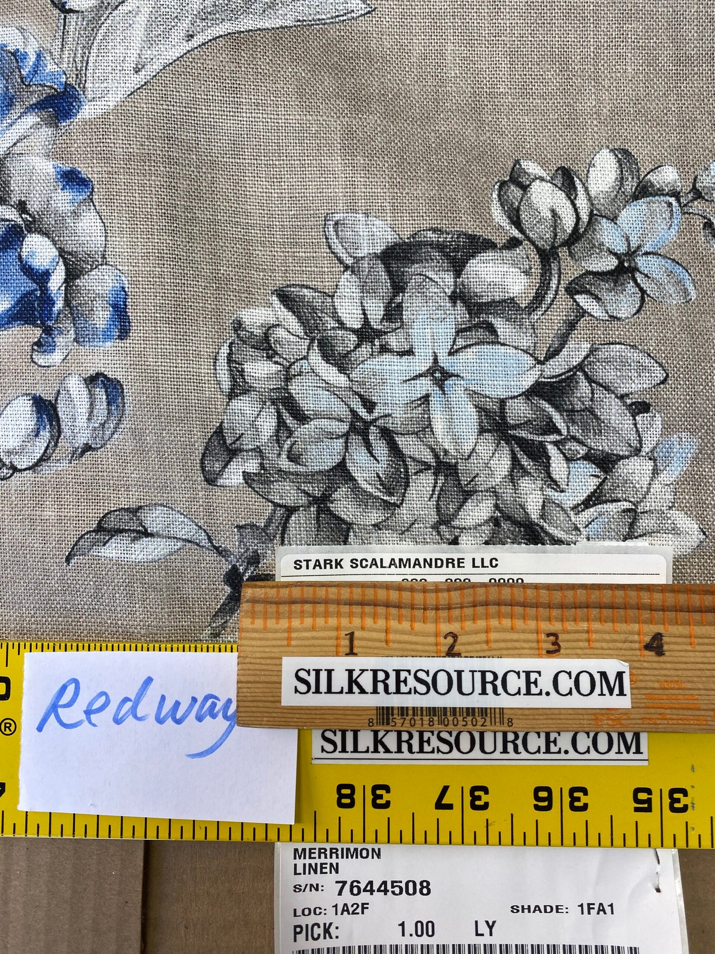 Scalamandre Merrimon in Linen Print Silky Linen Fragrant Summer lilac trumpet flower or  jimsonweed  MSRP $346/y