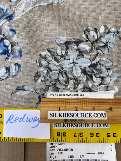Scalamandre Merrimon in Linen Print Silky Linen Fragrant Summer lilac trumpet flower or  jimsonweed  MSRP $346/y