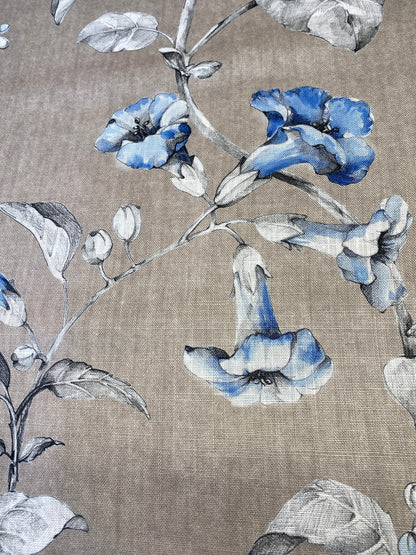 Scalamandre Merrimon in Linen Print Silky Linen Fragrant Summer lilac trumpet flower or  jimsonweed  MSRP $346/y