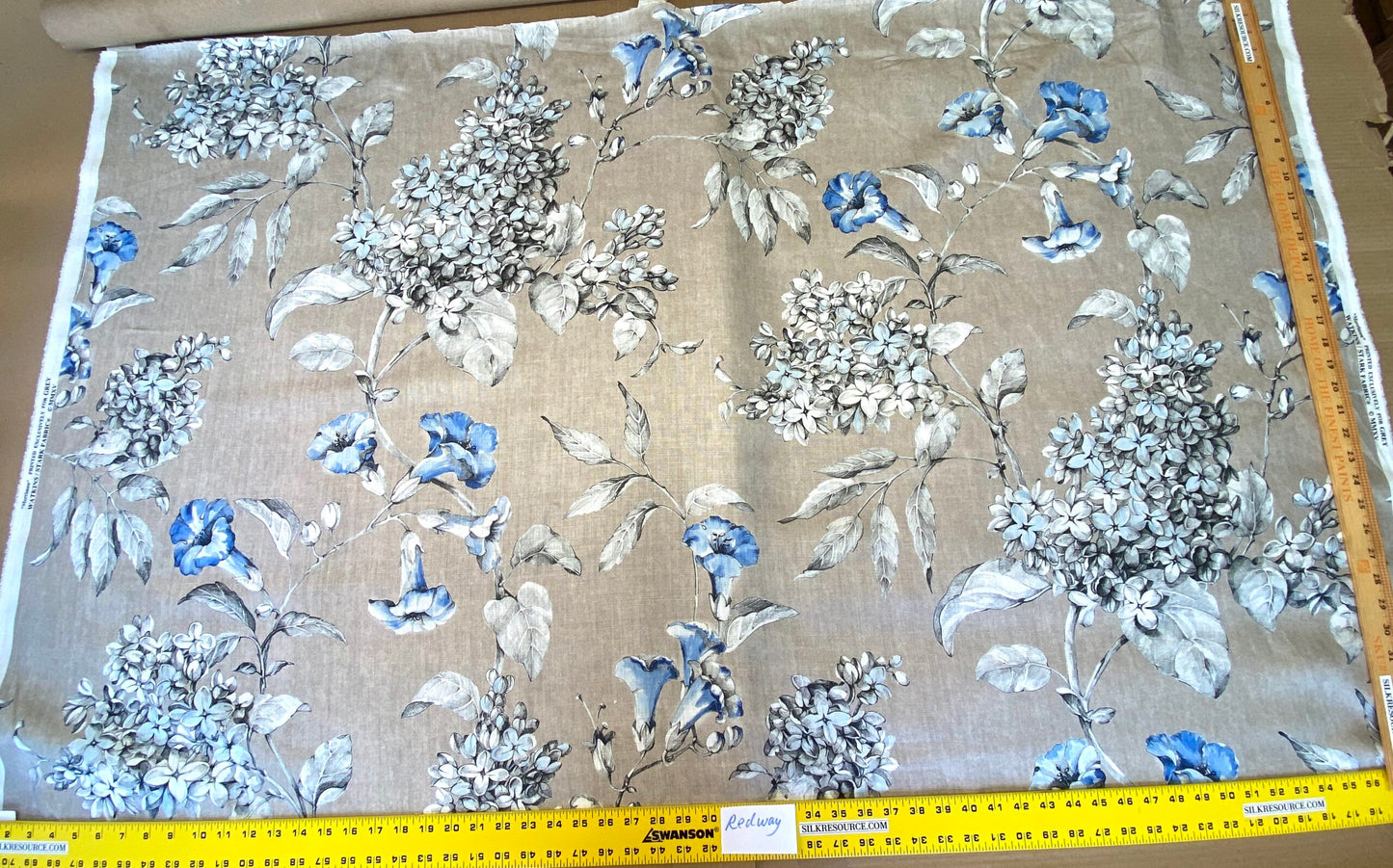 Scalamandre Merrimon in Linen Print Silky Linen Fragrant Summer lilac trumpet flower or  jimsonweed  MSRP $346/y