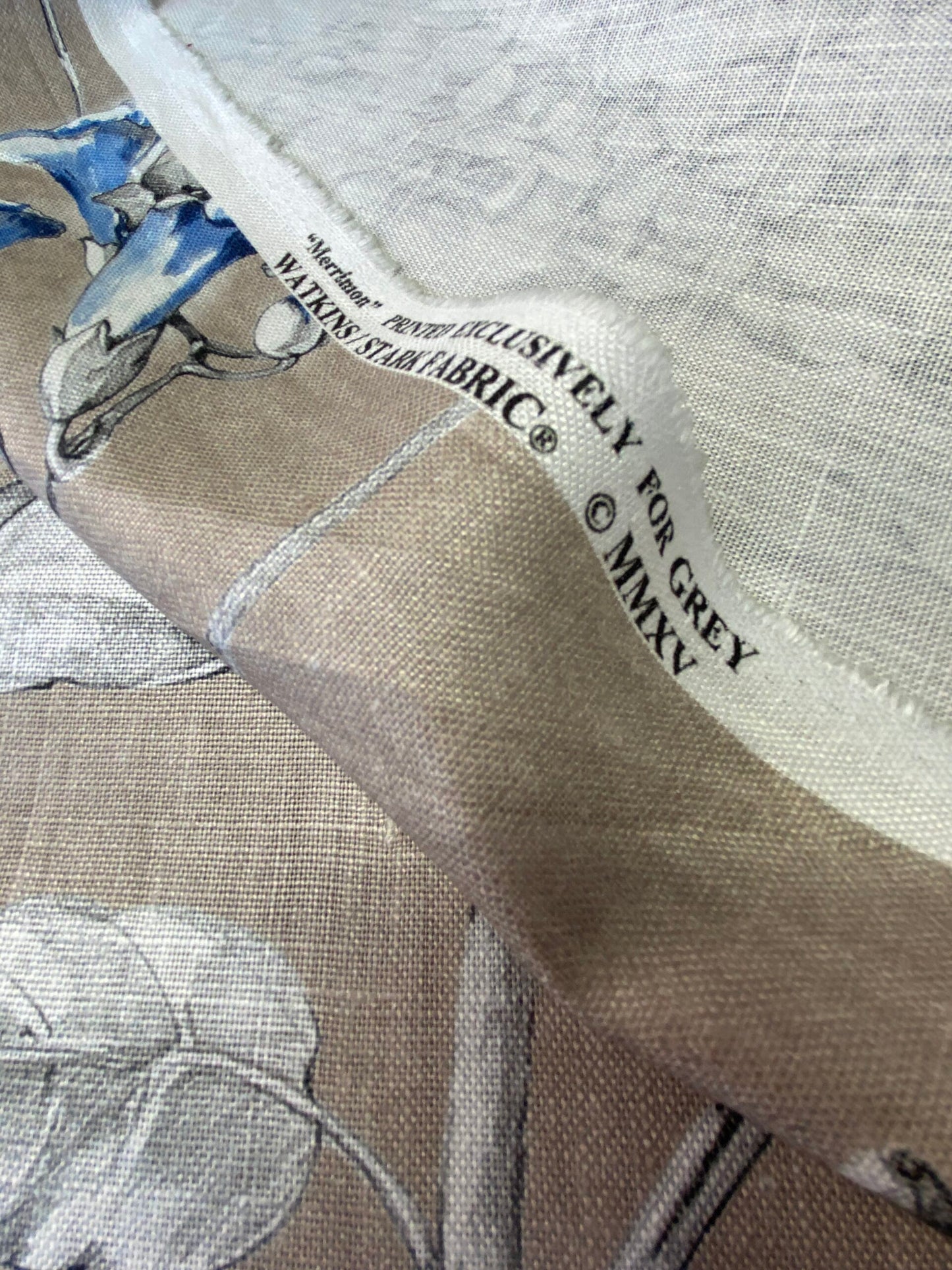 Scalamandre Merrimon in Linen Print Silky Linen Fragrant Summer lilac trumpet flower or  jimsonweed  MSRP $346/y