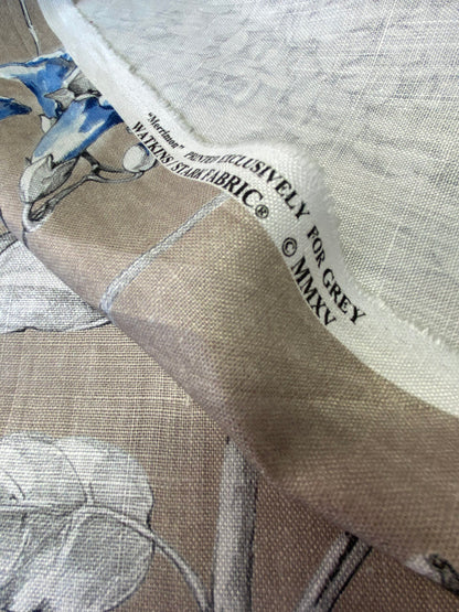 Scalamandre Merrimon in Linen Print Silky Linen Fragrant Summer lilac trumpet flower or  jimsonweed  MSRP $346/y