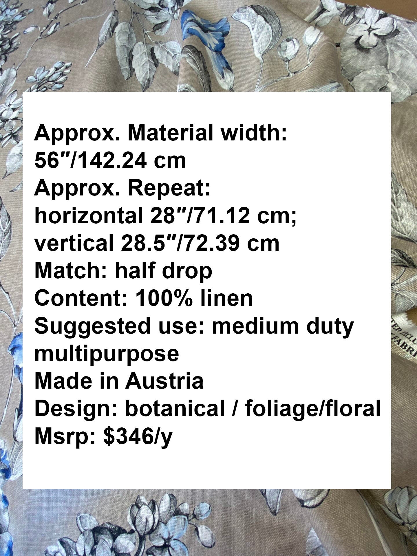 Scalamandre Merrimon in Linen Print Silky Linen Fragrant Summer lilac trumpet flower or  jimsonweed  MSRP $346/y