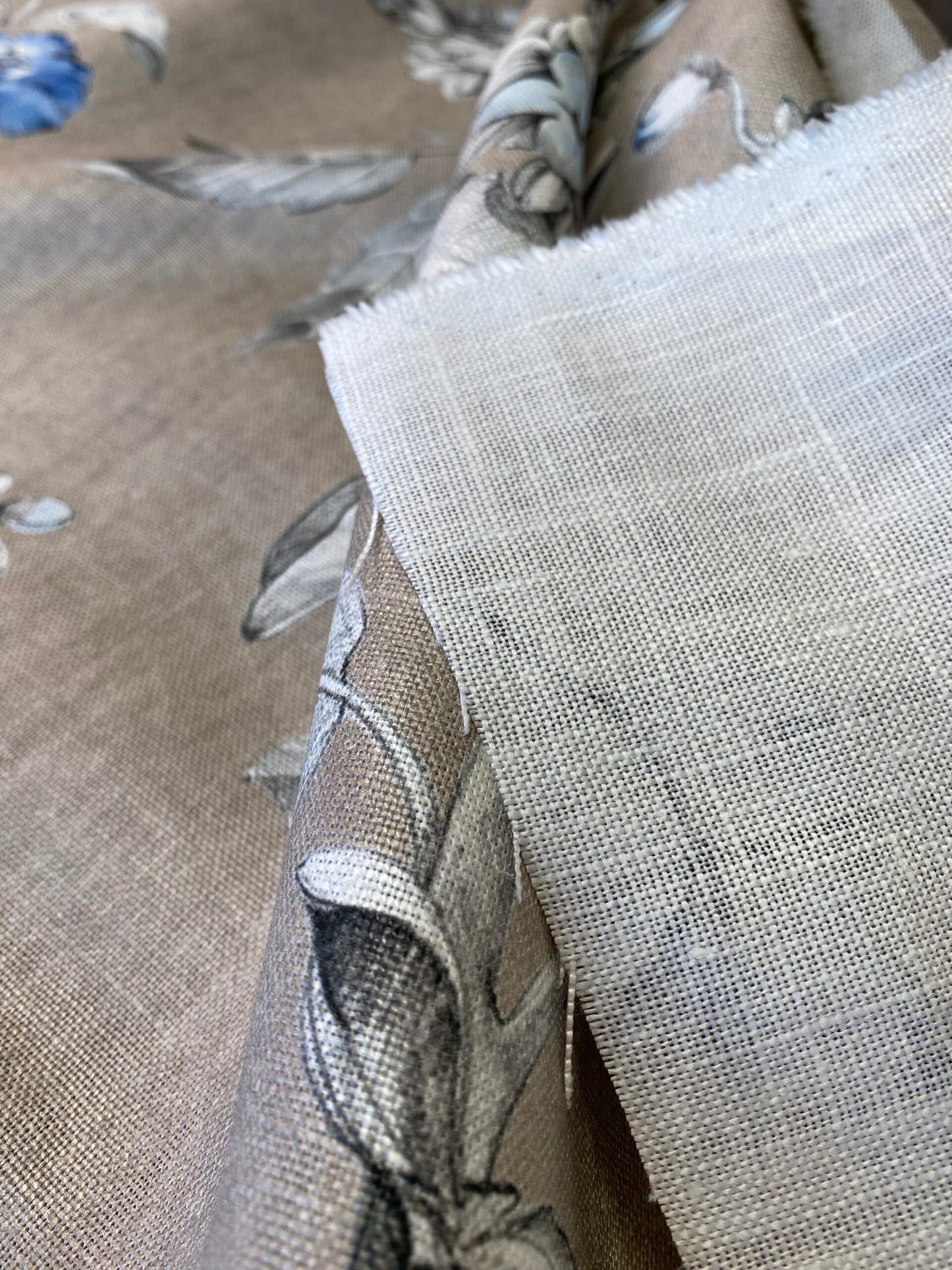 Scalamandre Merrimon in Linen Print Silky Linen Fragrant Summer lilac trumpet flower or  jimsonweed  MSRP $346/y