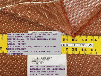 by yard Scalamandre San Miguel Texture Orange Spice Chenille MSRP USD 216/Y