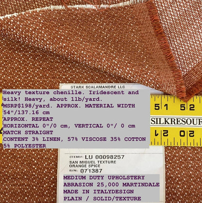 by yard Scalamandre San Miguel Texture Orange Spice Chenille MSRP USD 216/Y