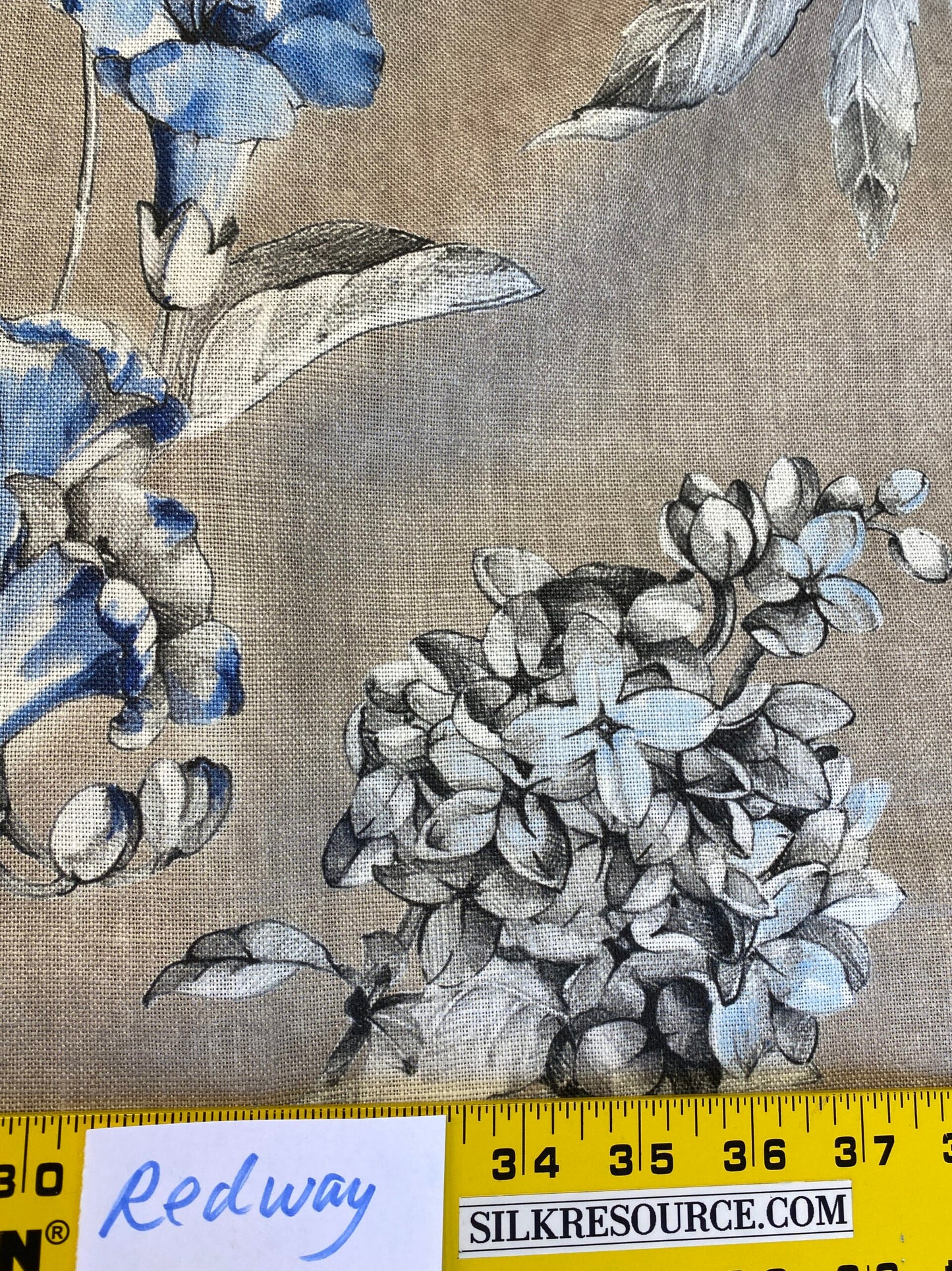 Scalamandre Merrimon in Linen Print Silky Linen Fragrant Summer lilac trumpet flower or  jimsonweed  MSRP $346/y