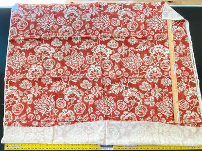 6 Berkbox56 1.5 yard Scalamandre Calais Linen Print Coral Red White