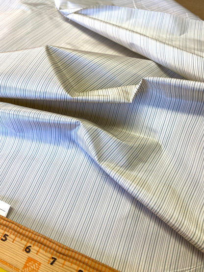 Scalamandre Astley Silk Strie Cream Blue White Pin Stripe Small Scale  MSRP USD350+/yard