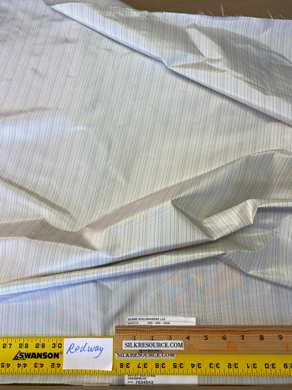 Scalamandre Astley Silk Strie Cream Blue White Pin Stripe Small Scale  MSRP USD350+/yard