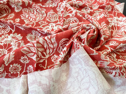 6 Berkbox56 1.5 yard Scalamandre Calais Linen Print Coral Red White