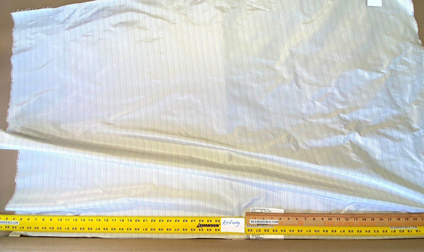 Scalamandre Astley Silk Strie Cream Blue White Pin Stripe Small Scale  MSRP USD350+/yard