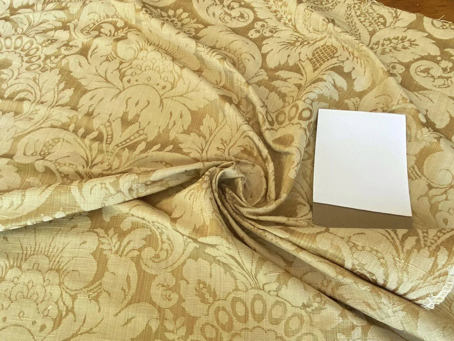 Scalamandre " Wicklow Silk Straw Strie Renaissance Grand Damask Gold Yellow White MSRP USD 278/Y Damask"
