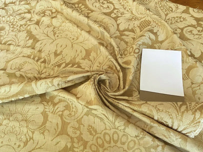 Scalamandre " Wicklow Silk Straw Strie Renaissance Grand Damask Gold Yellow White MSRP USD 278/Y Damask"