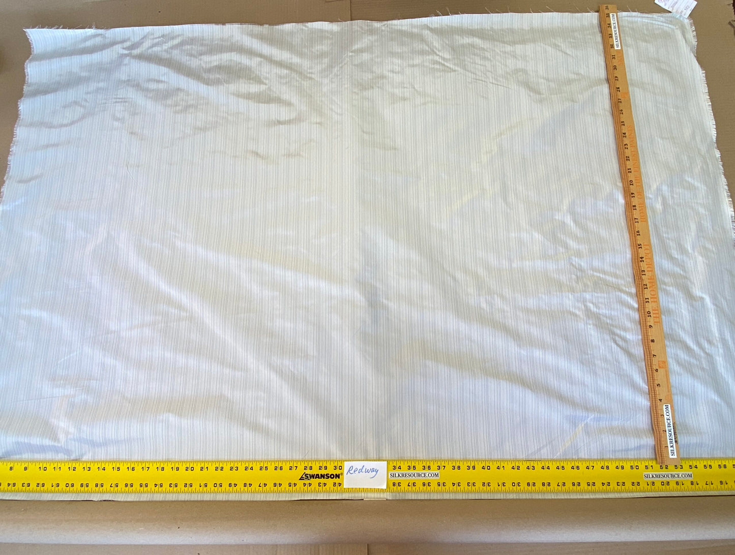 Scalamandre Astley Silk Strie Cream Blue White Pin Stripe Small Scale  MSRP USD350+/yard