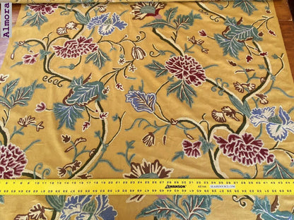 Scalamandre Almora Crewel Yellow Chinoiserie Tree Peony Floral Embroidery MSRP USD 300+