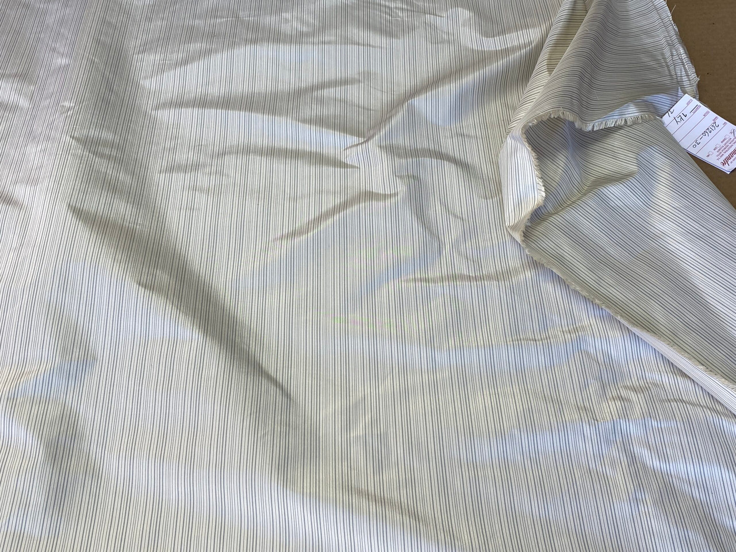 Scalamandre Astley Silk Strie Cream Blue White Pin Stripe Small Scale  MSRP USD350+/yard