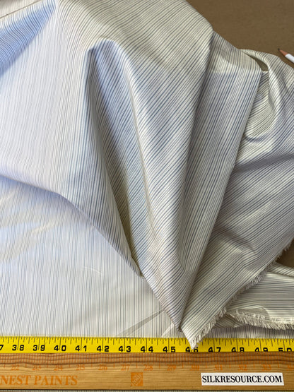 Scalamandre Astley Silk Strie Cream Blue White Pin Stripe Small Scale  MSRP USD350+/yard