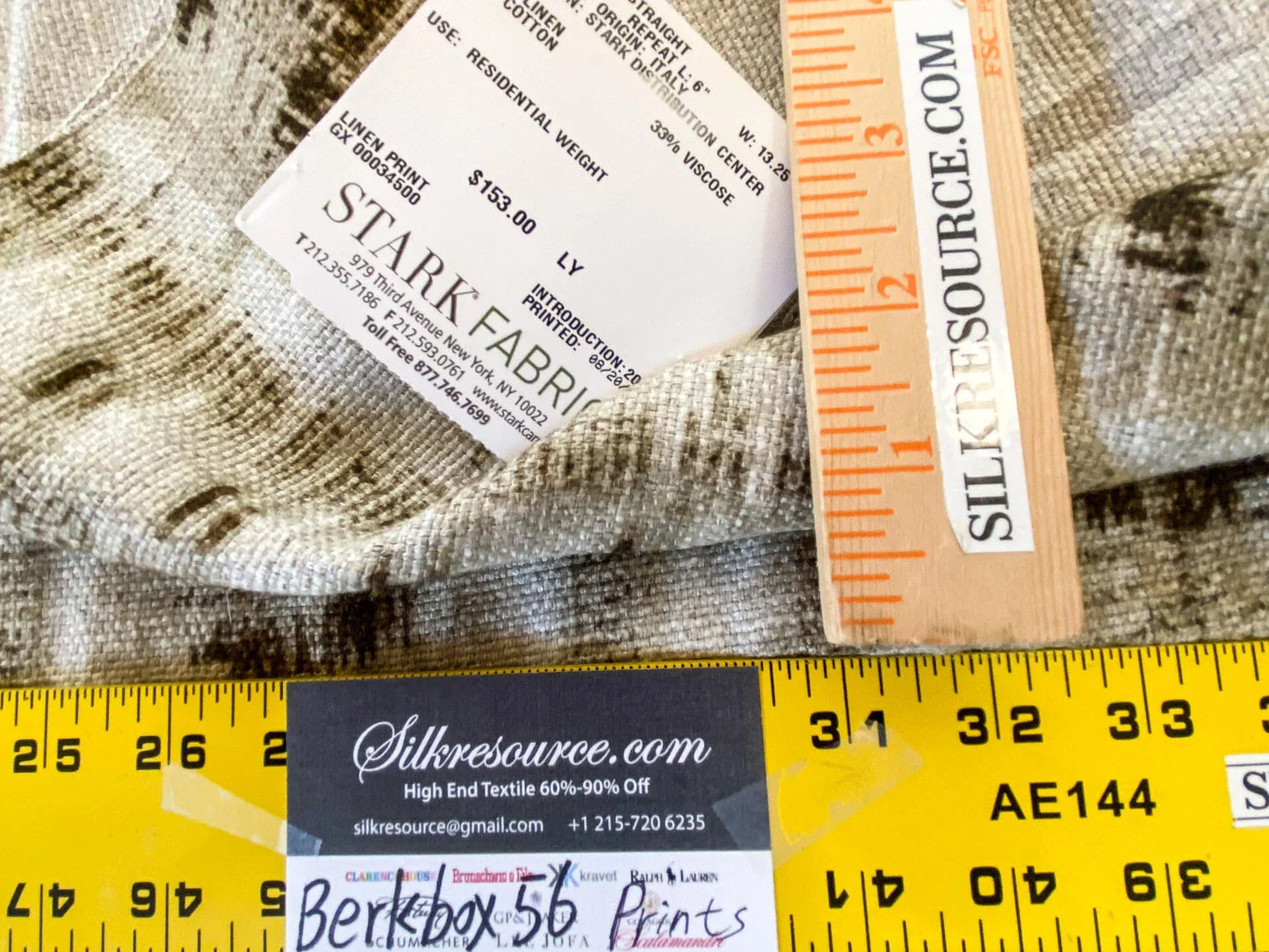 9 Berkbox56 1.1 yard Scalamandre Nebula-GX Green Cotton Linen Print