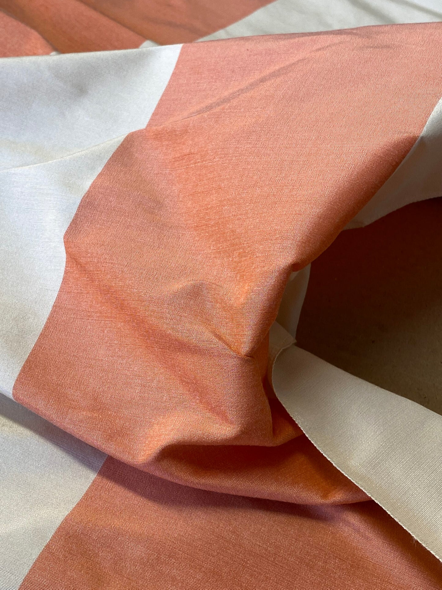 Scalamandre Riviera Stripe St. Tropez Orange Beige / Natural Silk and Wool MSRP USD364/Y