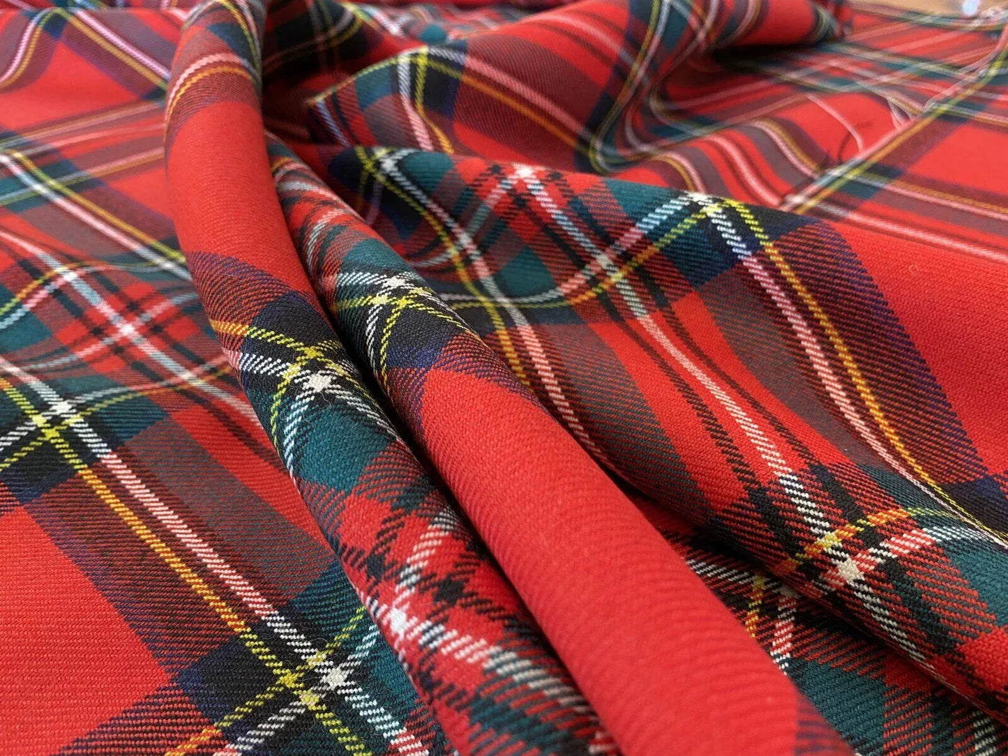Scalamandre " Royal Stewart Scarlet, Green, Multi Wool Plaid Scotish MSRP USD 232/Y Plaid"