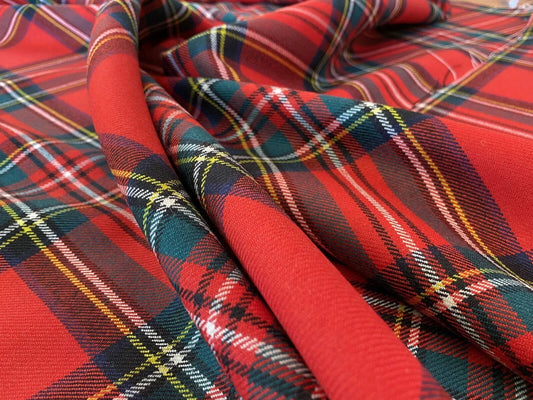Scalamandre " Royal Stewart Scarlet, Green, Multi Wool Plaid Scotish MSRP USD 232/Y Plaid"