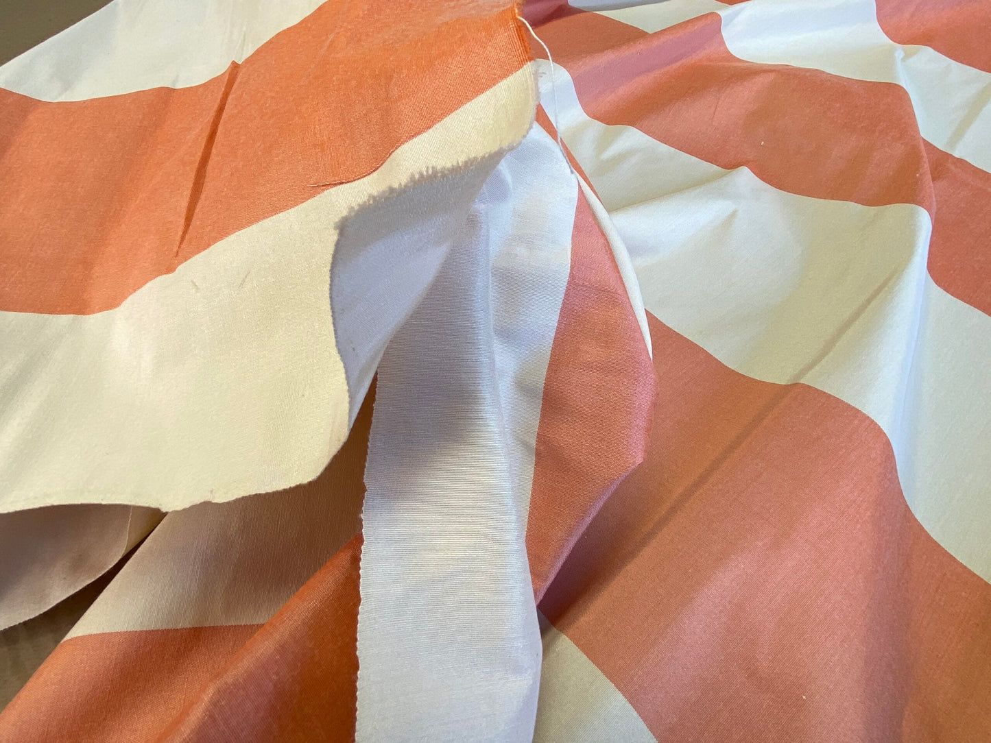 Scalamandre Riviera Stripe St. Tropez Orange Beige / Natural Silk and Wool MSRP USD364/Y