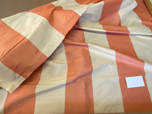 Scalamandre Riviera Stripe St. Tropez Orange Beige / Natural Silk and Wool MSRP USD364/Y